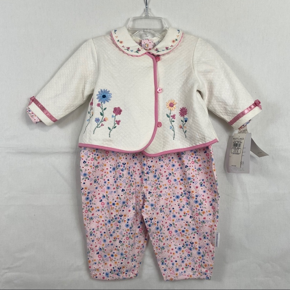 Mufflings Playwear Pink Floral Onesie and Over Top
